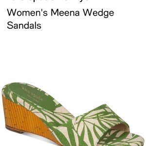 Kate Spade MEENA Palm Bamboo fabric  Wedge Sandals nwot 9.5
